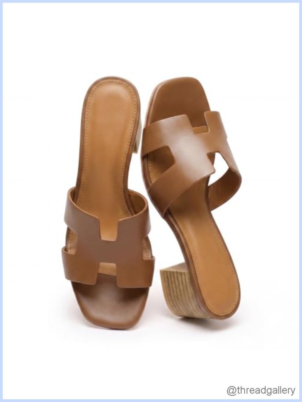 Low Block Heel Sandals Cutout Strap Square Open Toe Slip On Mule